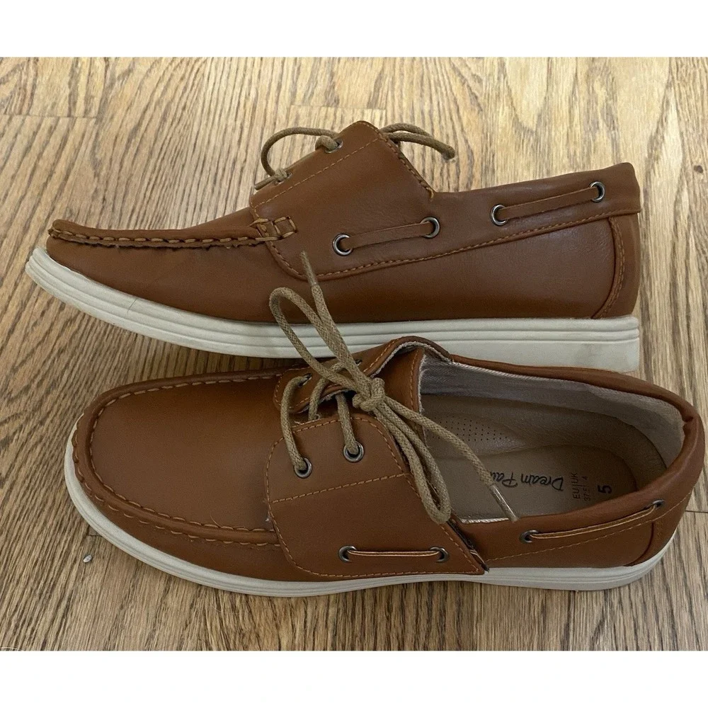 DREAM PAIRS Boys Dress Shoes Boat Shoes Slip on Loafers Casual School Brown Sz 5